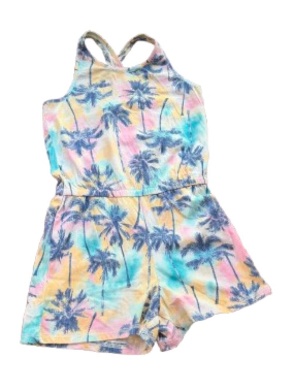 OLD NAVY Palm Tree Shorts Romper T Shirt Knit Size 8